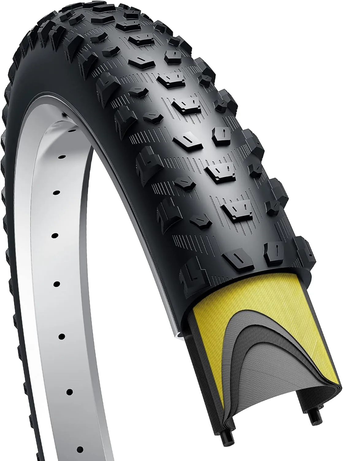 Fincci Fat Tires 29 x 2.6 Inch Folding 68-622 ETRTO with Nylon Protection 60TPI for Mountain Enduro Downhill MTB XC Trail Bicycle Tire