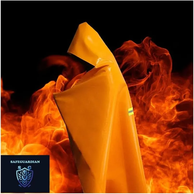 Fireproof Blanket Fire Cloak | Hooded Fire Blanket | Emergency Fire Blankets For Full Body | Emergency Fire Escape Hooded Cape with Reflective Strips | Heat Resistant Up to 1100°F | 65*61