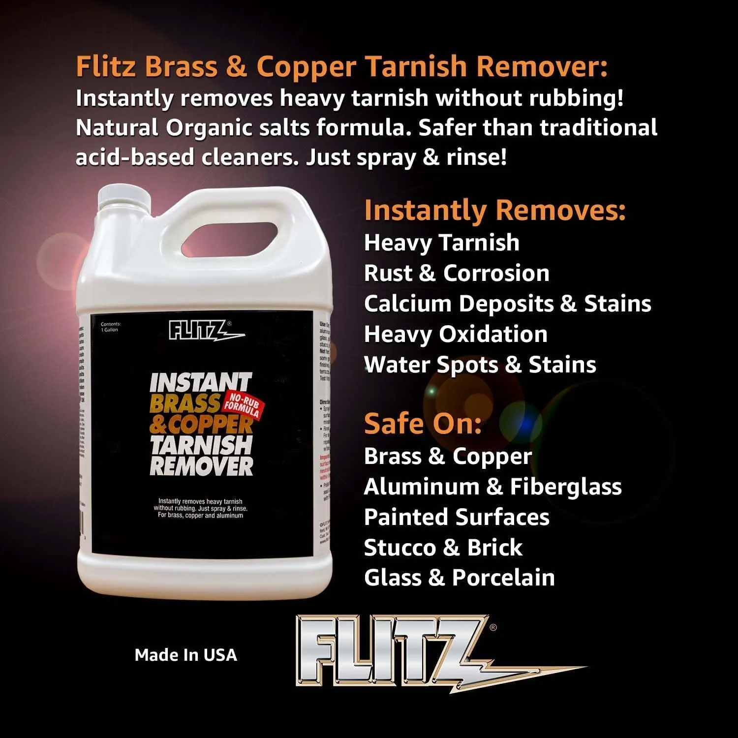 Flitz Instant Brass & Copper Tarnish Remover - 1 Gallon
