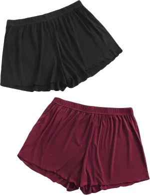 Floerns Women's Plus Size Solid Pajama Shorts 2 Pack Soft Lounge Sleep Shorts