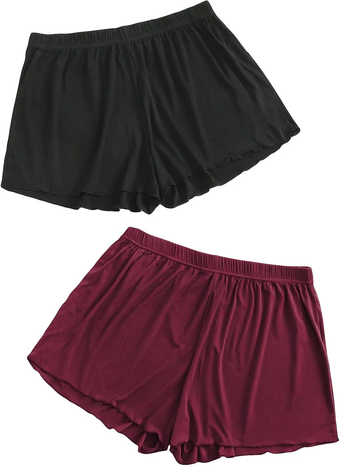 Floerns Women's Plus Size Solid Pajama Shorts 2 Pack Soft Lounge Sleep Shorts