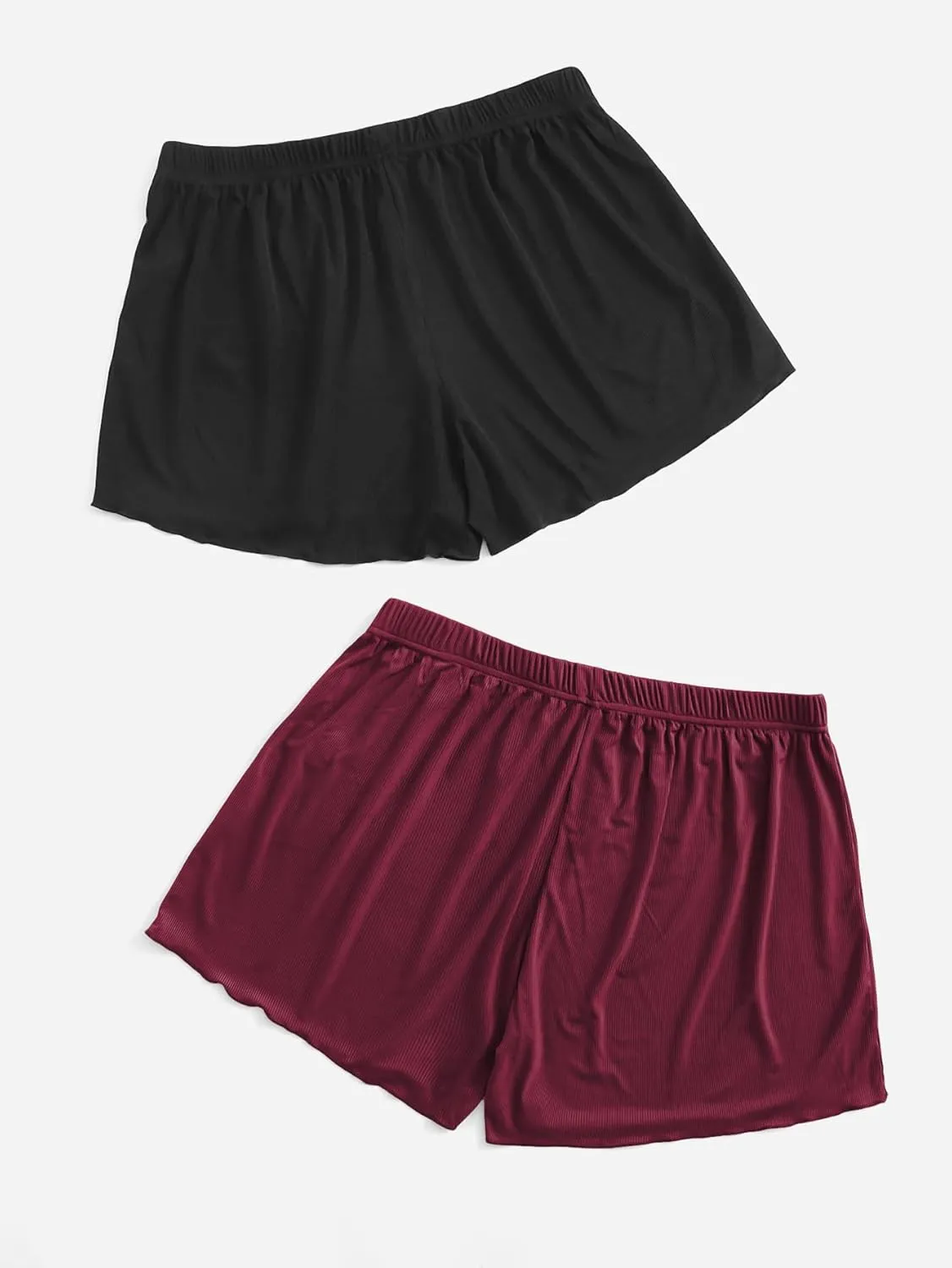 Floerns Women's Plus Size Solid Pajama Shorts 2 Pack Soft Lounge Sleep Shorts