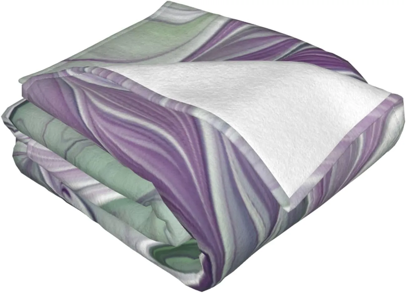 Flower Dream, Abstract Purple Green Fractal Art 60"X50" Flannel Blanket - 100% Soft Polyester, Lightweight and Warm, Suitable for Families, Camping, Travel