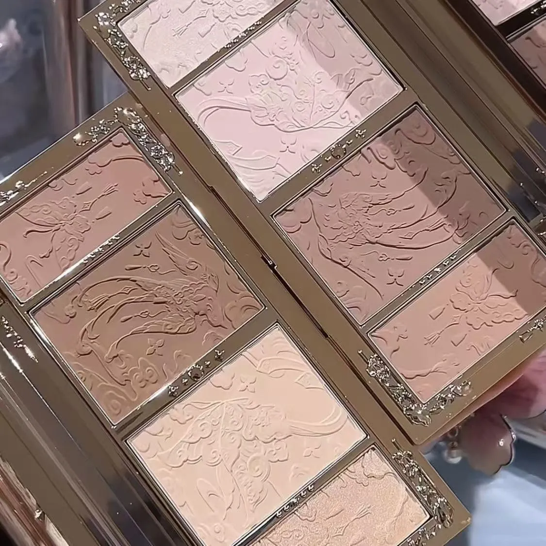 Flower Knows Makeup Butterfly Cloud Collar Collection Embossed Highlight&Contour Palette Face Powder Iluminador Contouring Kit (C02, S)