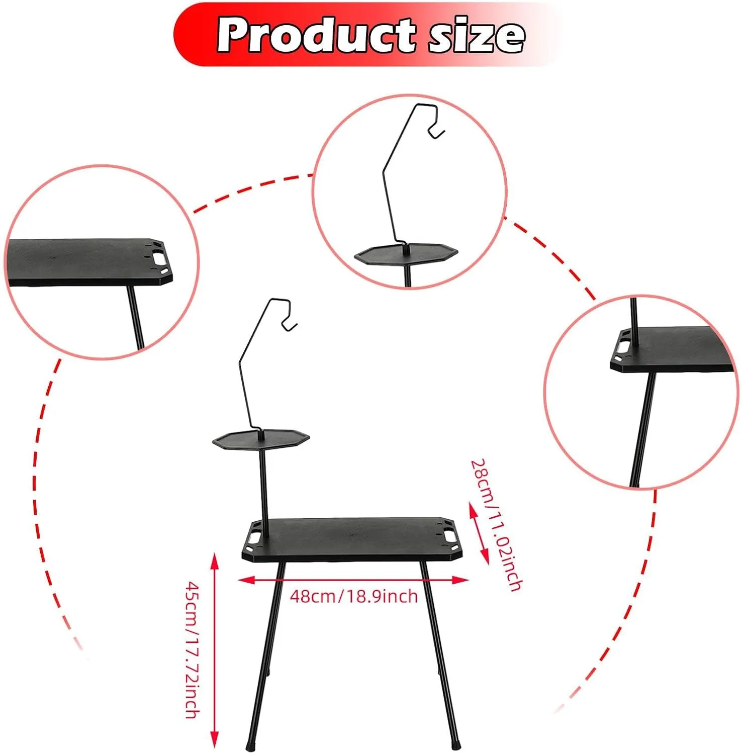 Foldable Camping Table Camp Table Practical Multipurpose with Carry Bag Picnic Cooking Desk for Family Reunions Parties BBQ, with Light Holder