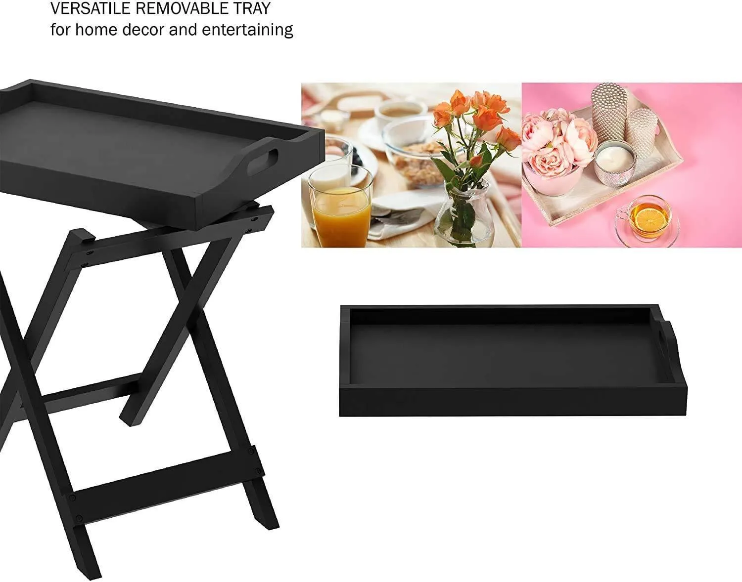 Foldable Coffee Table with Detachable Tray