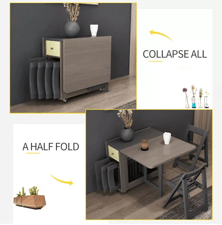 Foldable Rectangle Dining Table Set - Elegant Space-Saving Furniture