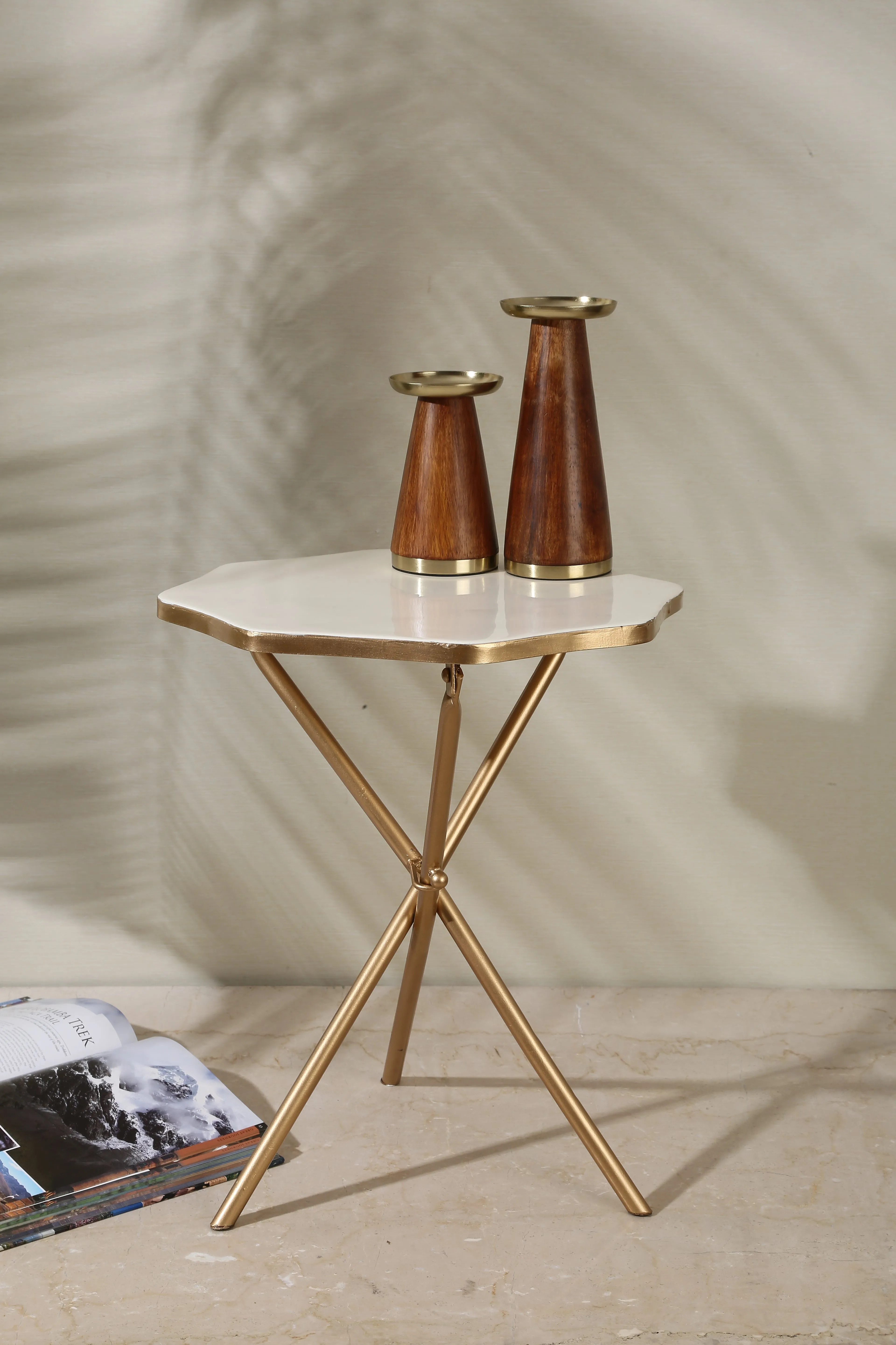 Foldable Table - Ivory Enamel Finish