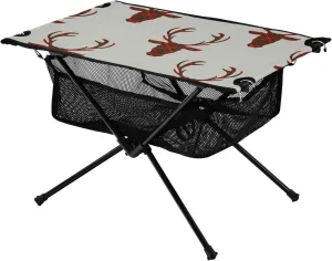 Foldable Table Outdoor Merry Christmas Elk Head Red Compact Cool Camping Supplies with Storage Bag for Outdoor Beach Grill BBQ Travel