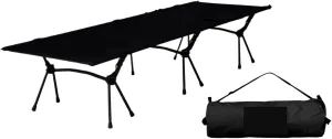 Folding Camping Bed Supports 150kg Lightweight Sleeping Cot Detachable Gear for Outdoor Hiking Backpacking(Black)