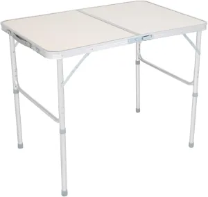 Folding Camping Table, Aluminum Adjustable Lightweight Desk Portable Handle, Roll Up Top Weatherproof and Rust Resistant Table for Outdoor Picnic Beach Backyard, White (3 FT)