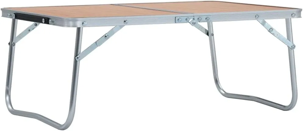 Folding Camping Table Brown Aluminium 23.6x15.7
