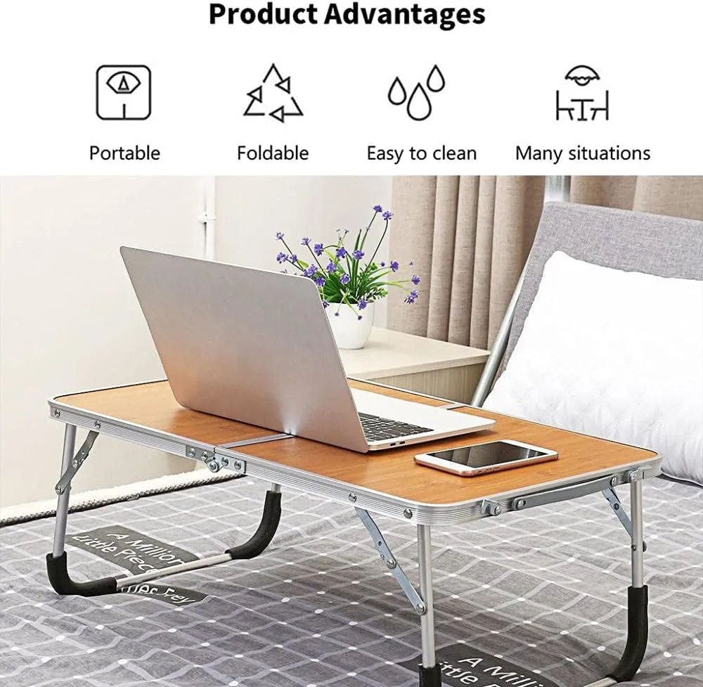 Folding Camping Table, Laptop Desk, Folding Laptop Bed Tray Bed Table, Portable Party Desk, Aluminum Lightweight Garden Picnic Table, Outdoor Dining Table for Picnic, Camp, Beach