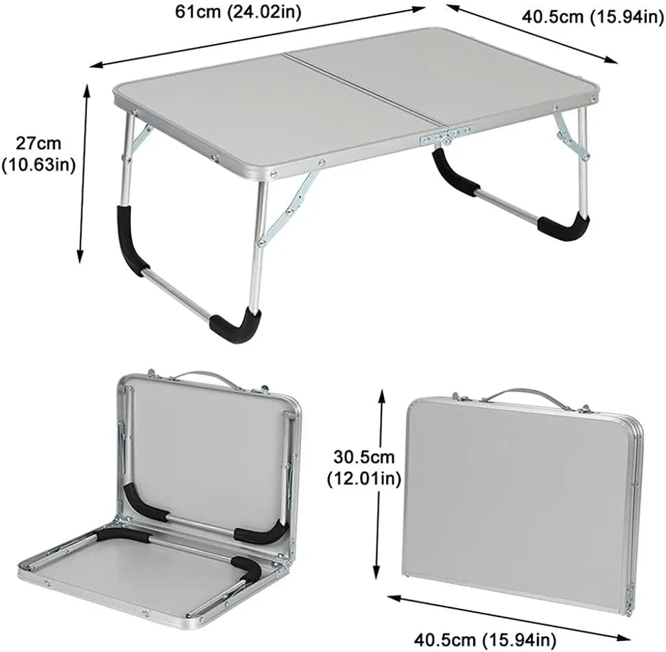 Folding Camping Table, Laptop Desk, Folding Laptop Bed Tray Bed Table, Portable Party Desk, Aluminum Lightweight Garden Picnic Table, Outdoor Dining Table for Picnic, Camp, Beach