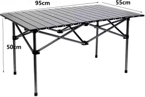 Folding Camping Table, Portable Roll-up Outdoor Table, Large Carrying Bag, Aluminum Table for Indoor & Outdoor Picnic BBQ Backyards Beach,Black