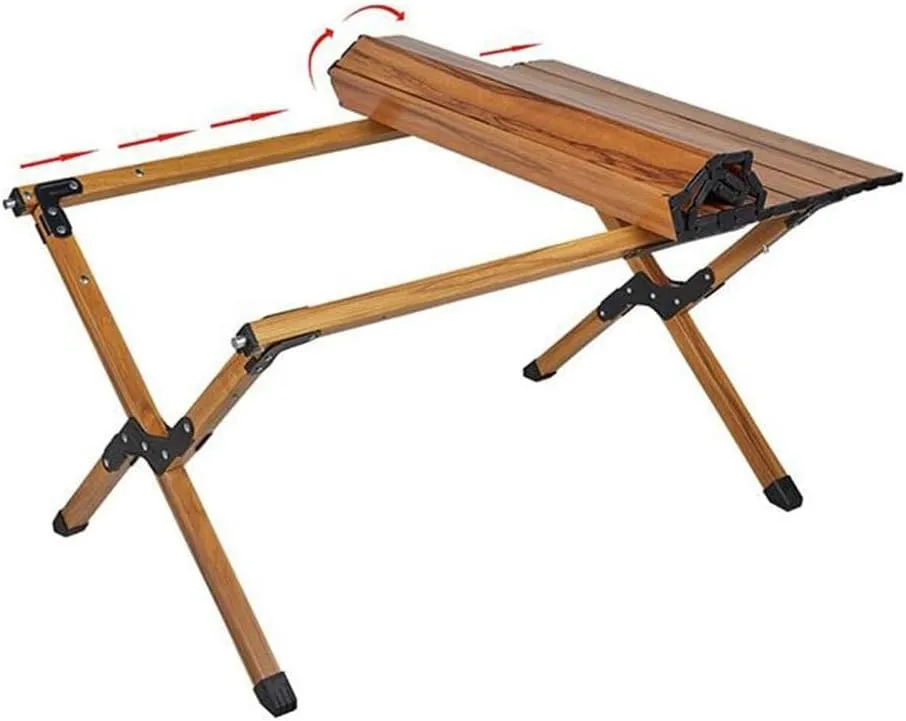 Folding Camping Table with Easy Carrying Bag Lightweight Roll-Up Table Outdoor Beach Backyards Aluminum Picnic Table