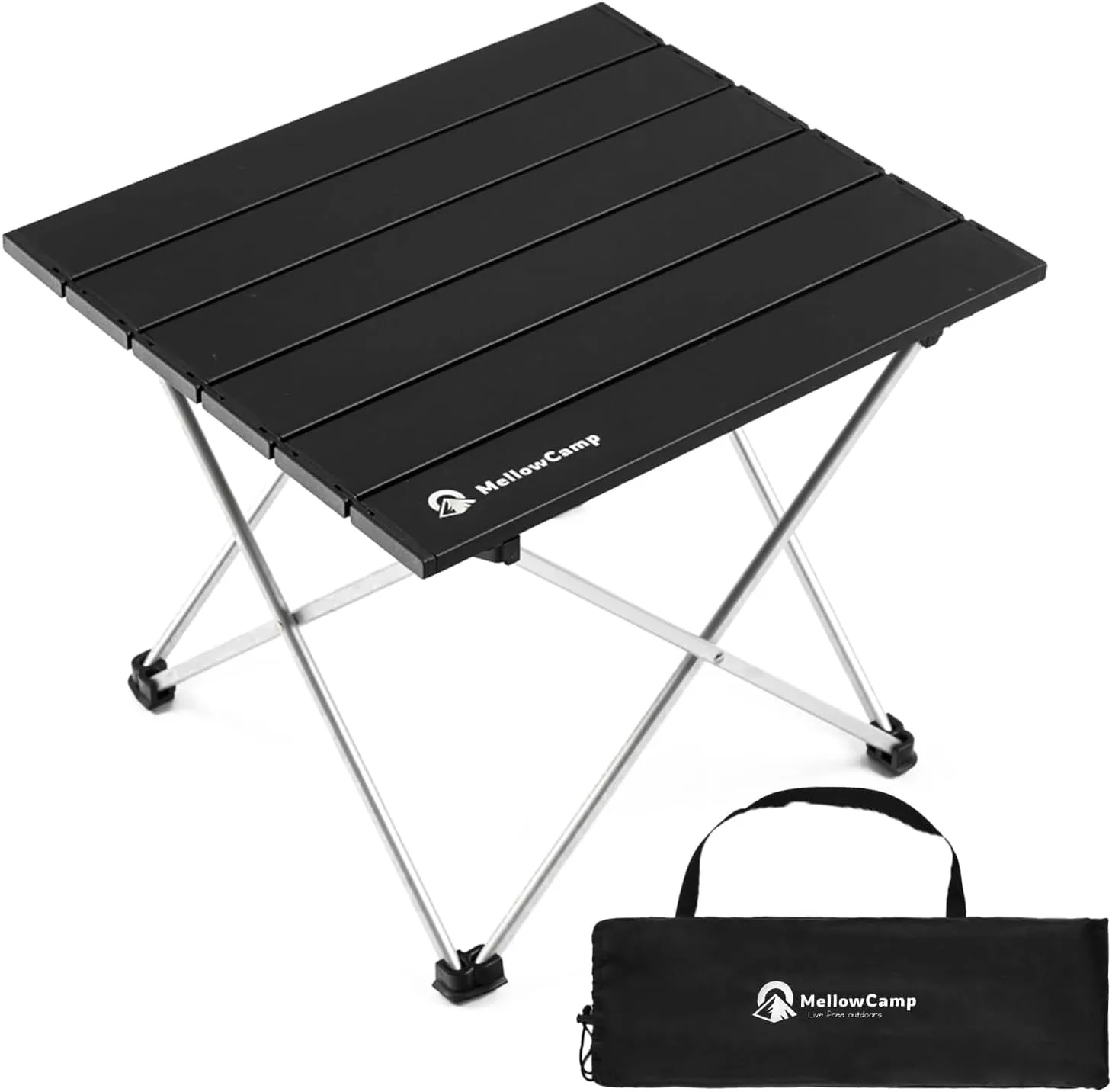 Folding Camping Table with Ultralight Aluminum Frame & Carry Bag Small Portable Table for Beach, Picnics, BBQ, Hiking & Outdoor Essentials (Black, Small)