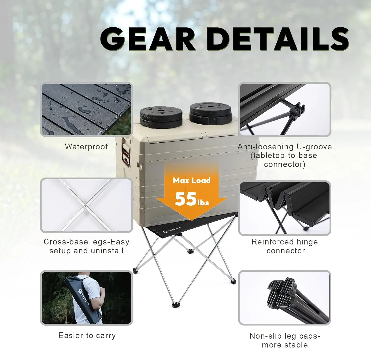 Folding Camping Table with Ultralight Aluminum Frame & Carry Bag Small Portable Table for Beach, Picnics, BBQ, Hiking & Outdoor Essentials (Black, Small)
