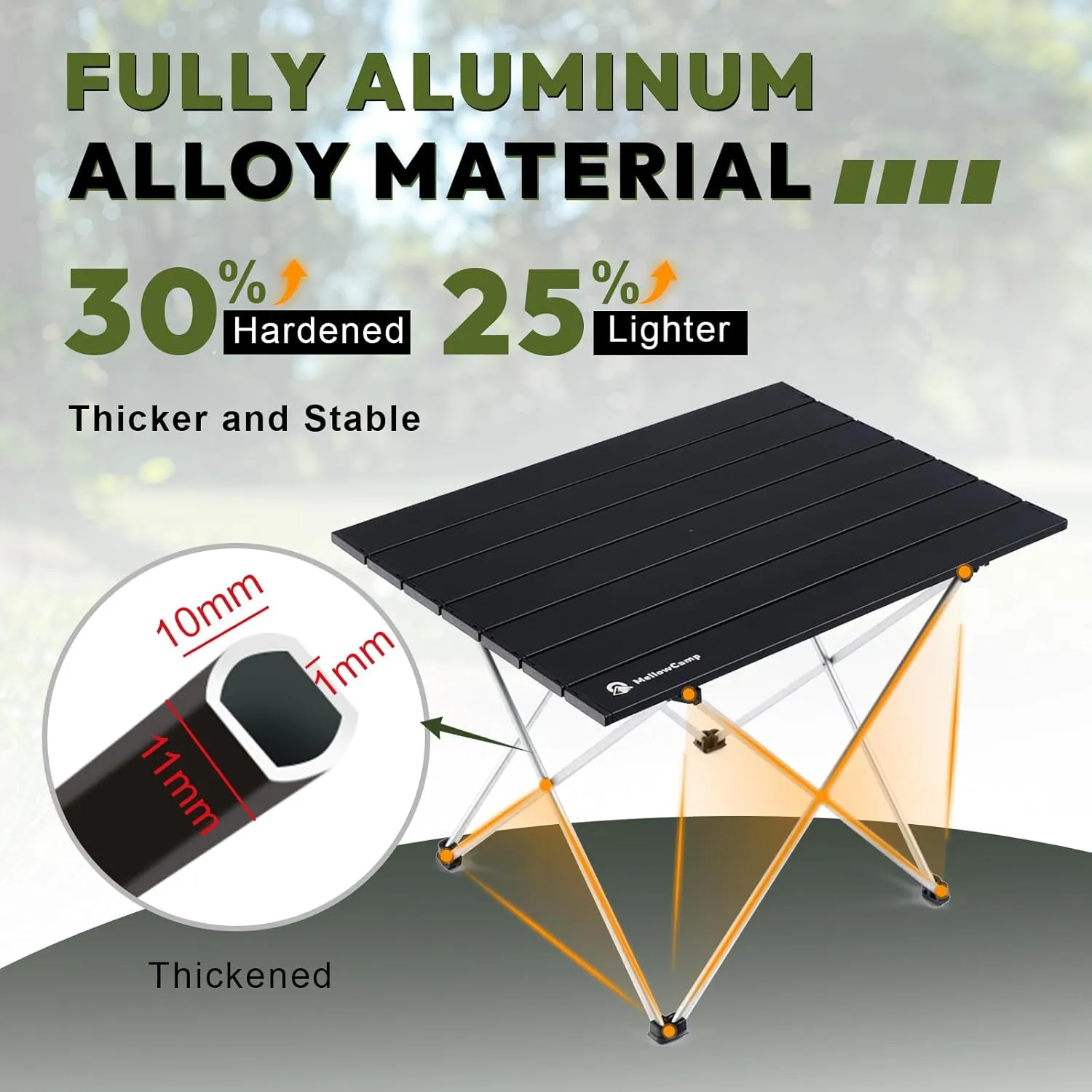 Folding Camping Table with Ultralight Aluminum Frame & Carry Bag Small Portable Table for Beach, Picnics, BBQ, Hiking & Outdoor Essentials (Black, Small)