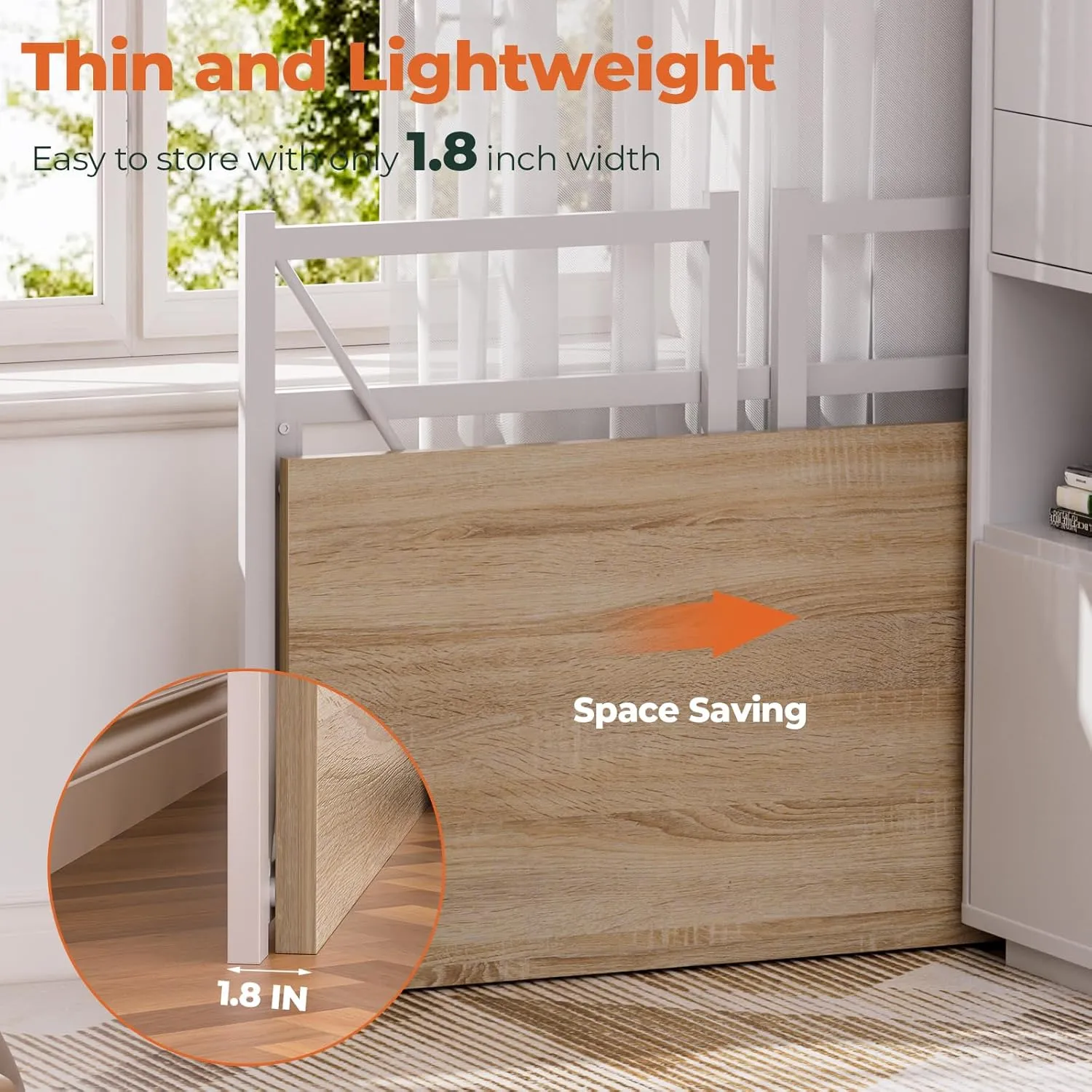 Folding Desk with Storage Pocket for Small Spaces, 39.4 Inch Foldable Desk with Headphone Hook for Bedroom Home Office, Portable Writing Table, Easy Assembly, Oak