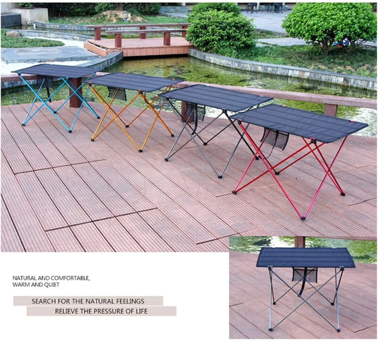 Folding Dining Table Aluminium Alloy Ultra Light Folding Desk Portable Foldable Table Camping Outdoor Fur Computer Bed Tables Picnic (Color : Red)