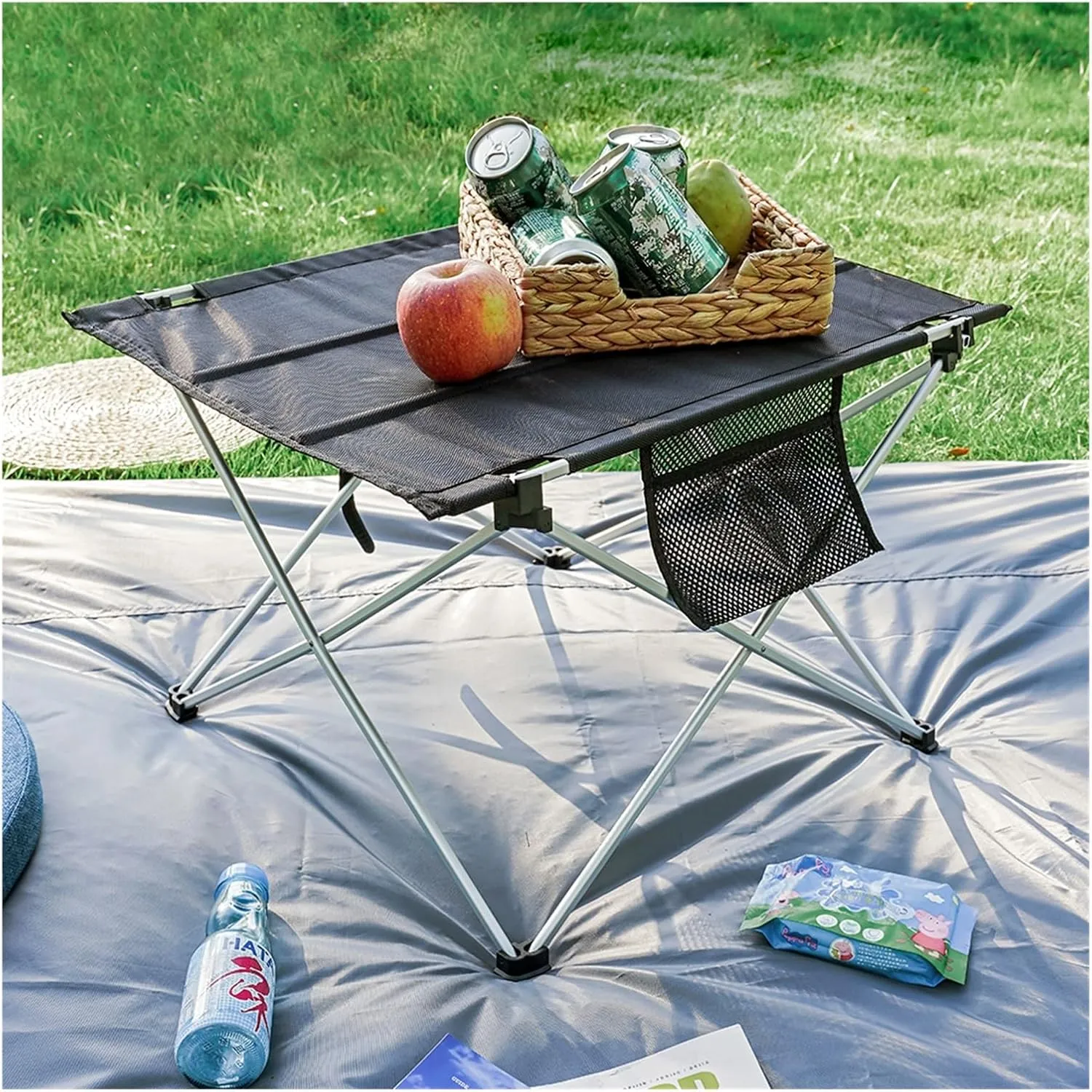 Folding Dining Table Aluminium Hiking Climbing Picnic Outdoor Camping Table Portable Foldable Desk Fur Computer Bed Ultralight (Color : L)