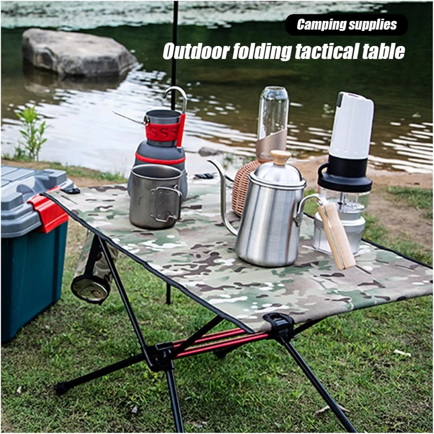 Folding Dining Table Aluminum Alloy Outdoor Furniture Dinner Desk for Family Party BBQ Picnic Portable Foldable Camping Table (Color : B)