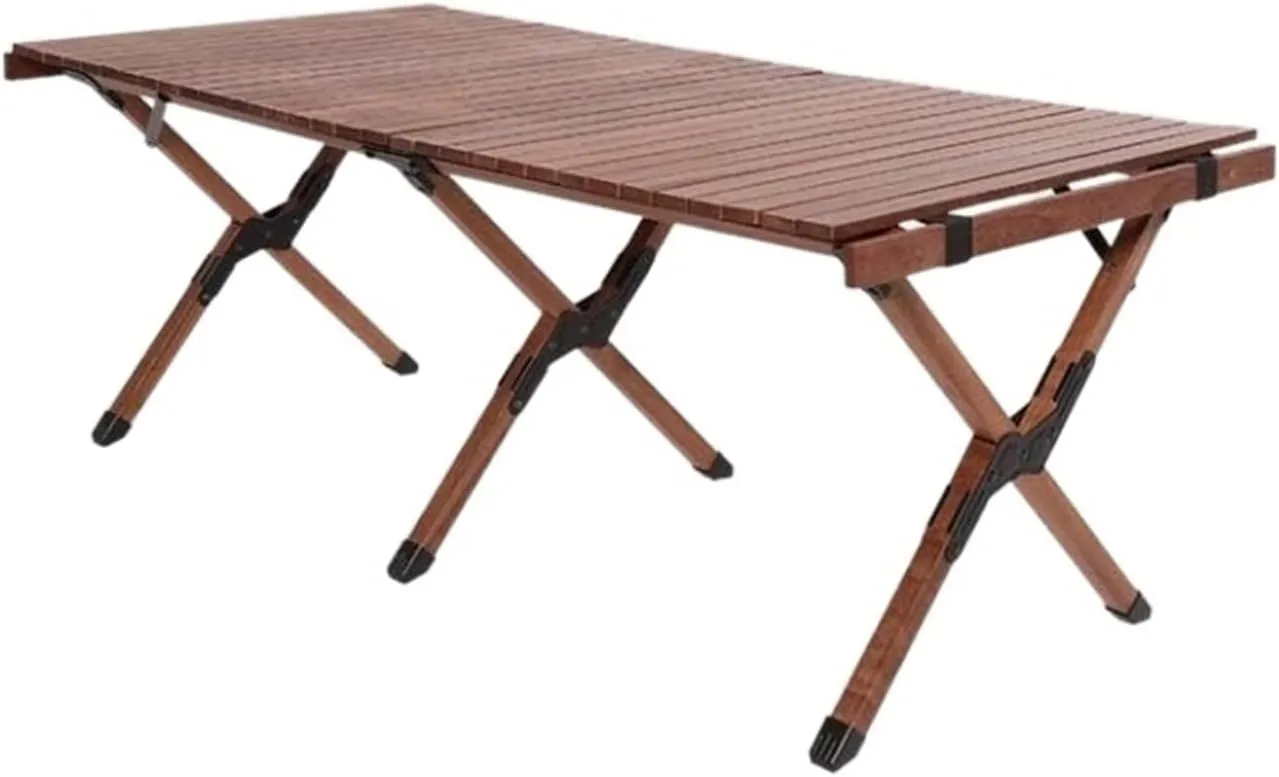 Folding Dining Table Outdoor Picnic Barbecue Tours Tableware Table for Camping Folding Egg Roll Table Portable Foldable Wood Table (Color : 120x60x43CM-01)