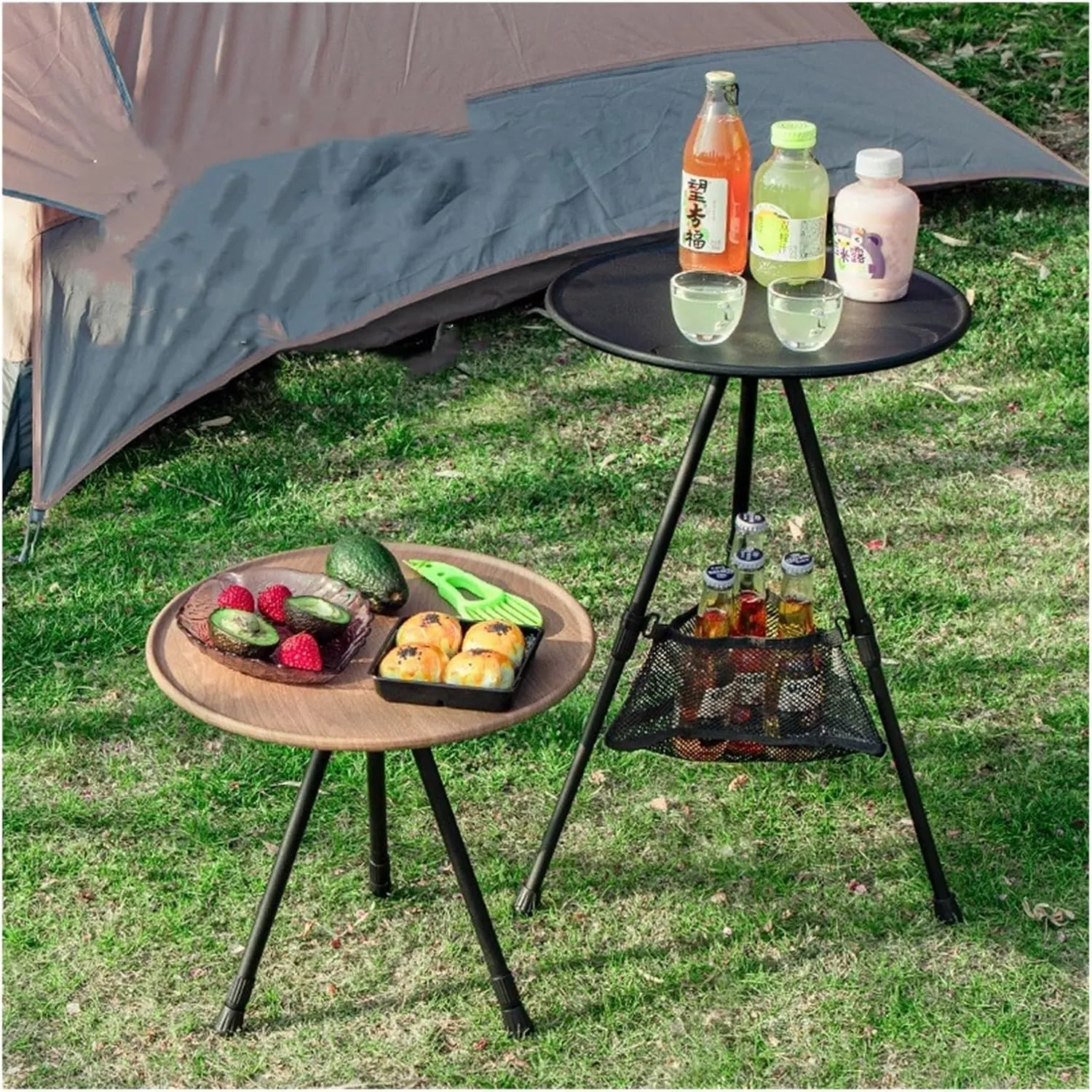 Folding Dining Table Self-Driving Travel Equipment Supplies Portable Liftable Table New Outdoor Aluminum Alloy Table Folding Round Table Camping (Color : Camping Table B)