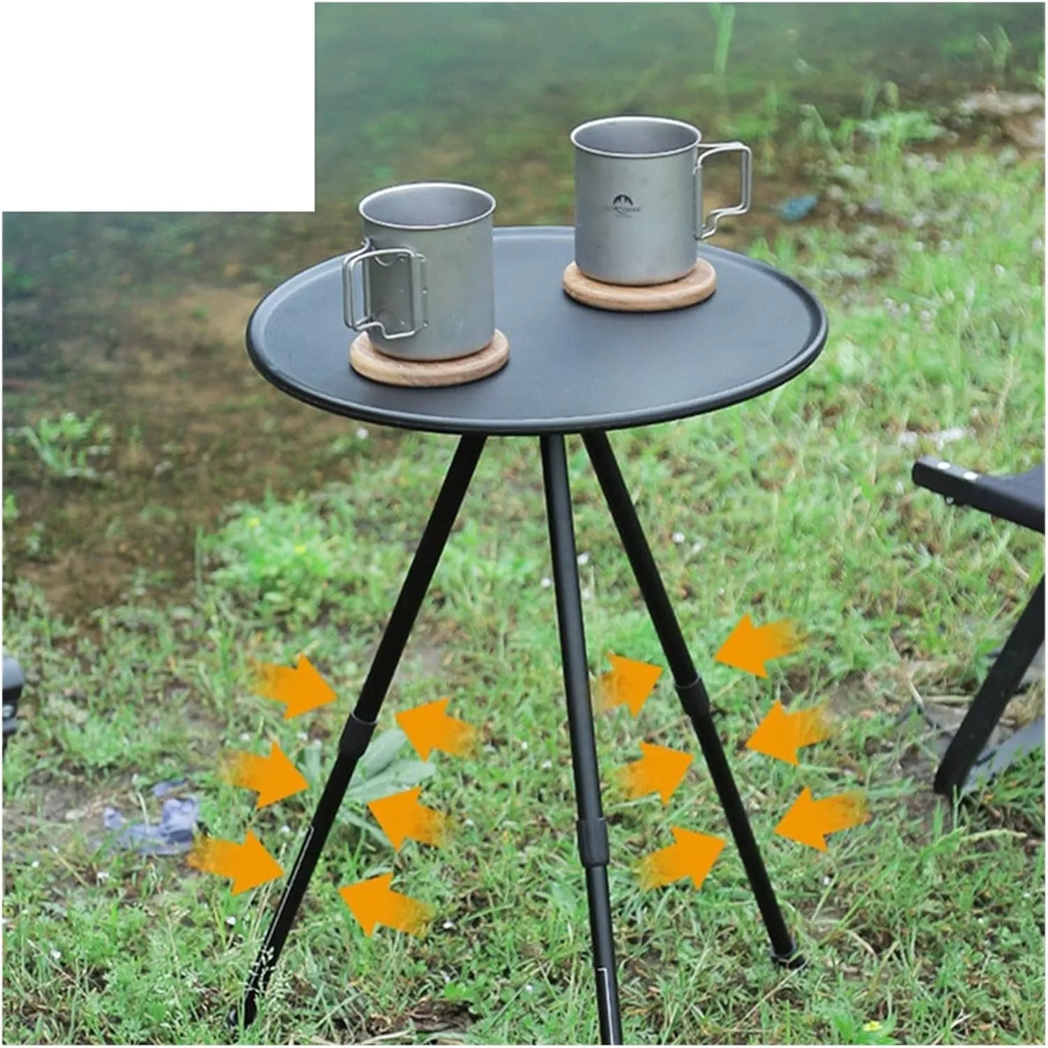 Folding Dining Table Self-Driving Travel Equipment Supplies Portable Liftable Table New Outdoor Aluminum Alloy Table Folding Round Table Camping (Color : Camping Table B)