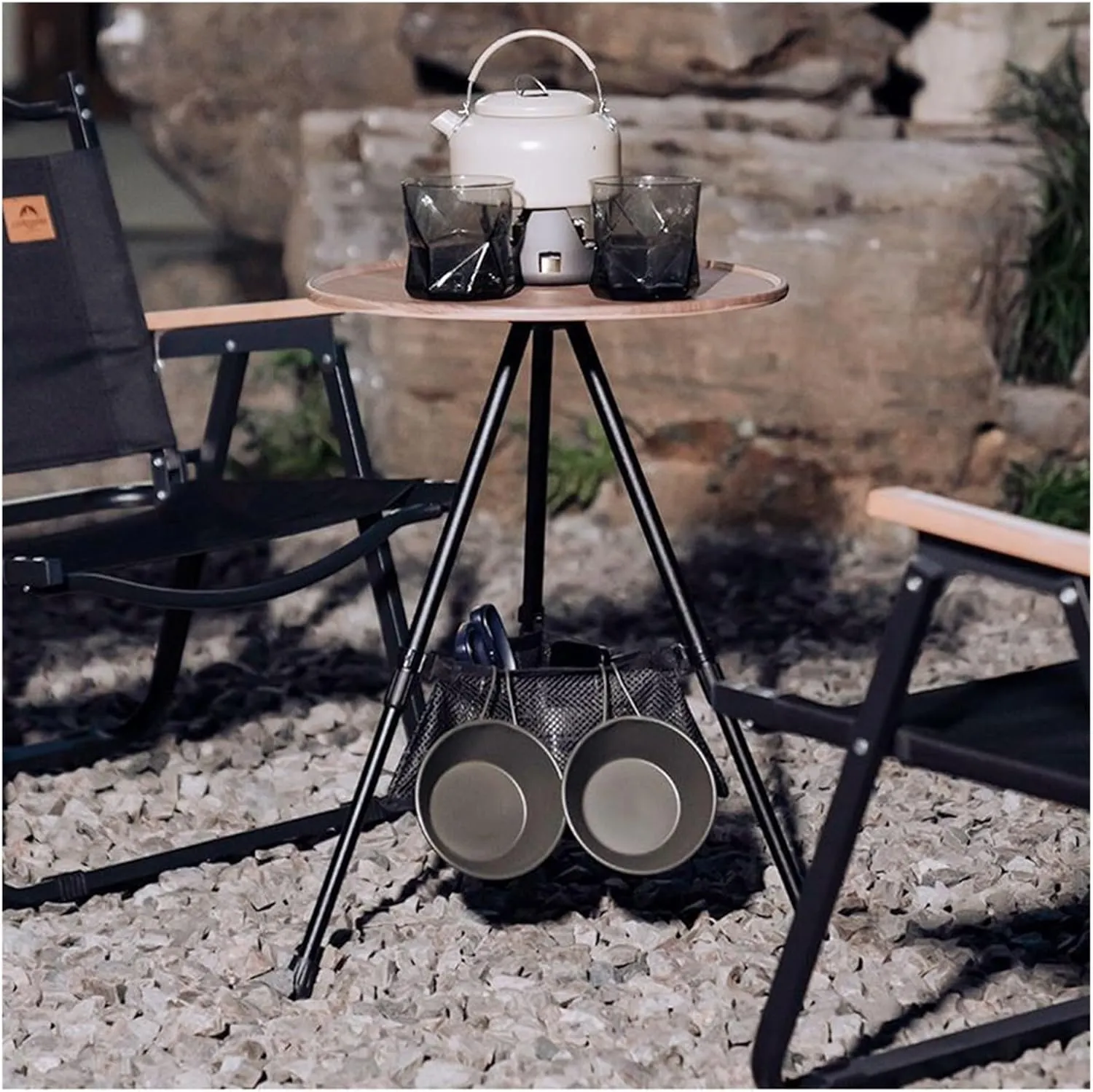 Folding Dining Table Self-Driving Travel Equipment Supplies Portable Liftable Table New Outdoor Aluminum Alloy Table Folding Round Table Camping (Color : Camping Table B)