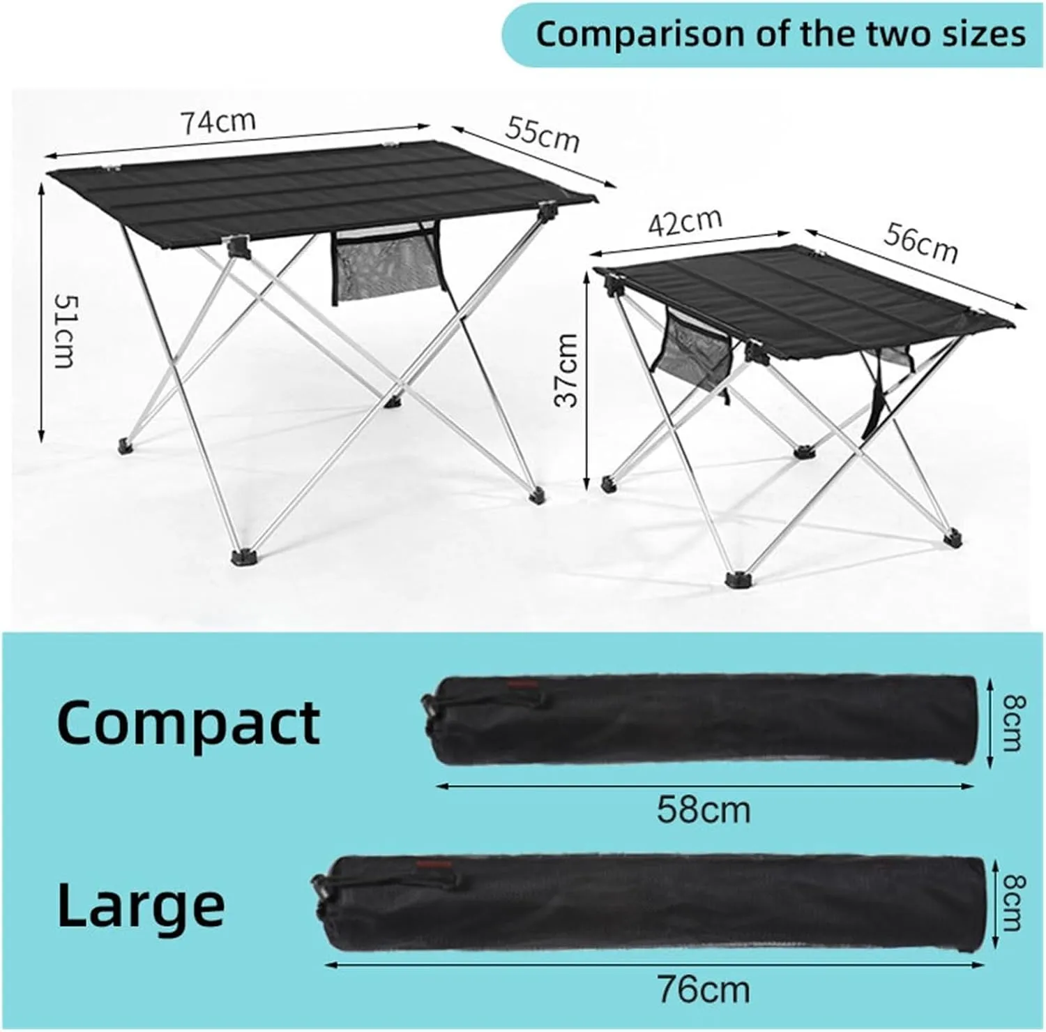 Folding Dining Table Ultralight Aluminium Hiking Climbing Picnic Folding Tables Outdoor Camping Table Portable Foldable Desk Fur Computer Bed (Color : 56x42x37cm Gray)