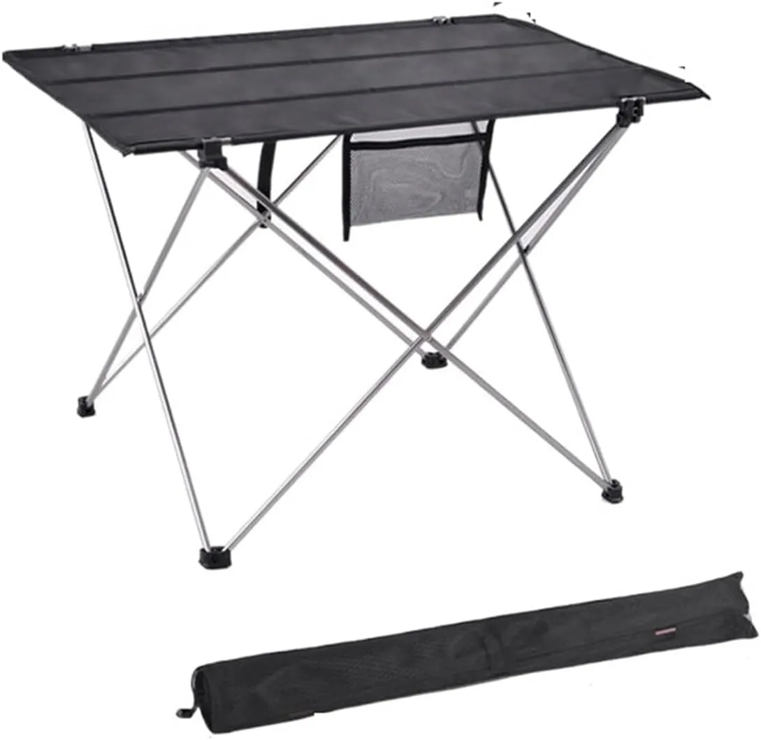 Folding Dining Table Ultralight Aluminium Hiking Climbing Picnic Folding Tables Outdoor Camping Table Portable Foldable Desk Fur Computer Bed (Color : 56x42x37cm Gray)