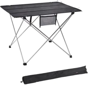 Folding Dining Table Ultralight Aluminium Hiking Climbing Picnic Folding Tables Outdoor Camping Table Portable Foldable Desk Fur Computer Bed (Color : 56x42x37cm Gray)