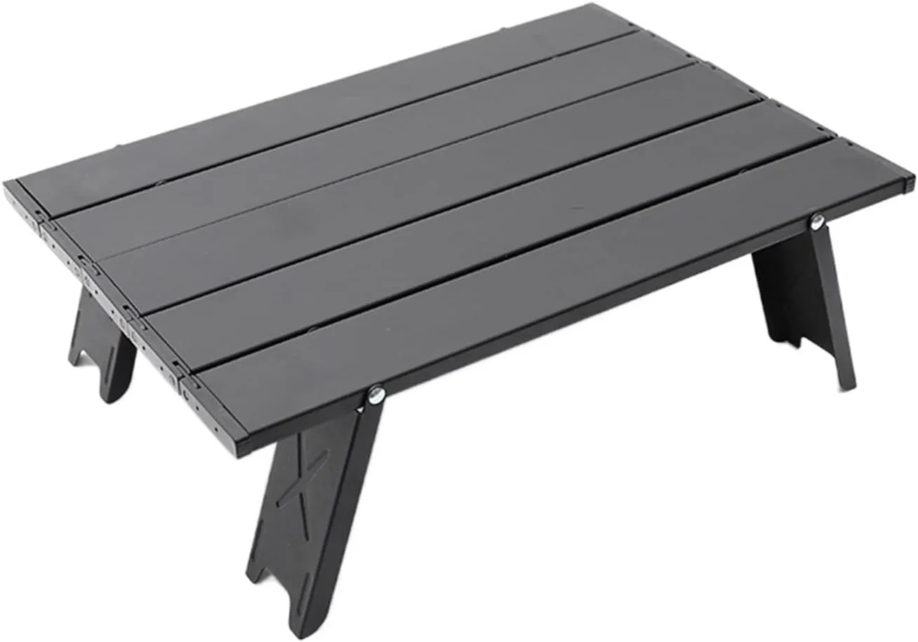 Folding Dining Table Ultralight Outdoor Camping Portable Table Foldable Mini for Tours Beach Tent Picnic Barbecue Tableware Folding Computer Desk (Color : Black)
