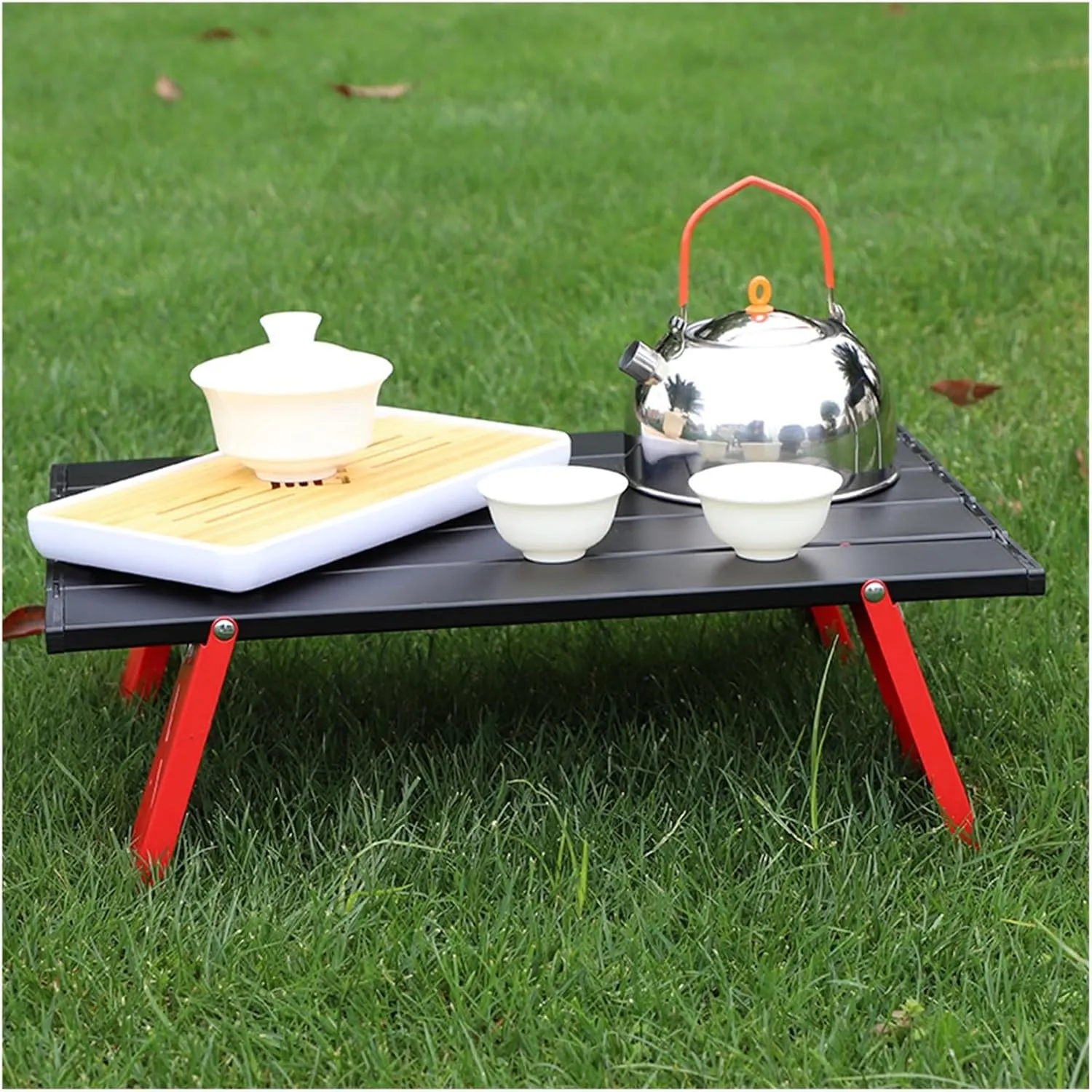 Folding Dining Table Ultralight Outdoor Camping Portable Table Foldable Mini for Tours Beach Tent Picnic Barbecue Tableware Folding Computer Desk (Color : Black)