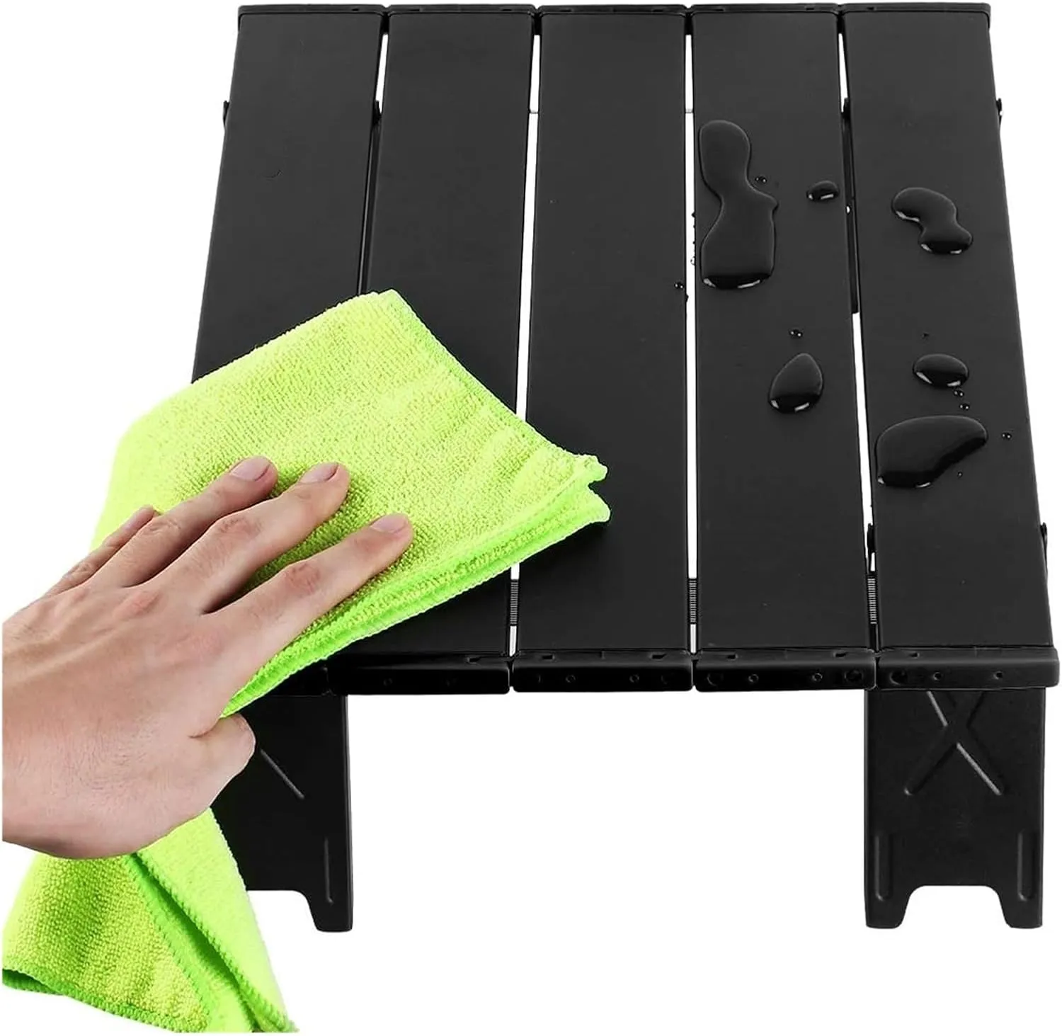 Folding Dining Table Ultralight Outdoor Camping Portable Table Foldable Mini for Tours Beach Tent Picnic Barbecue Tableware Folding Computer Desk (Color : Black)