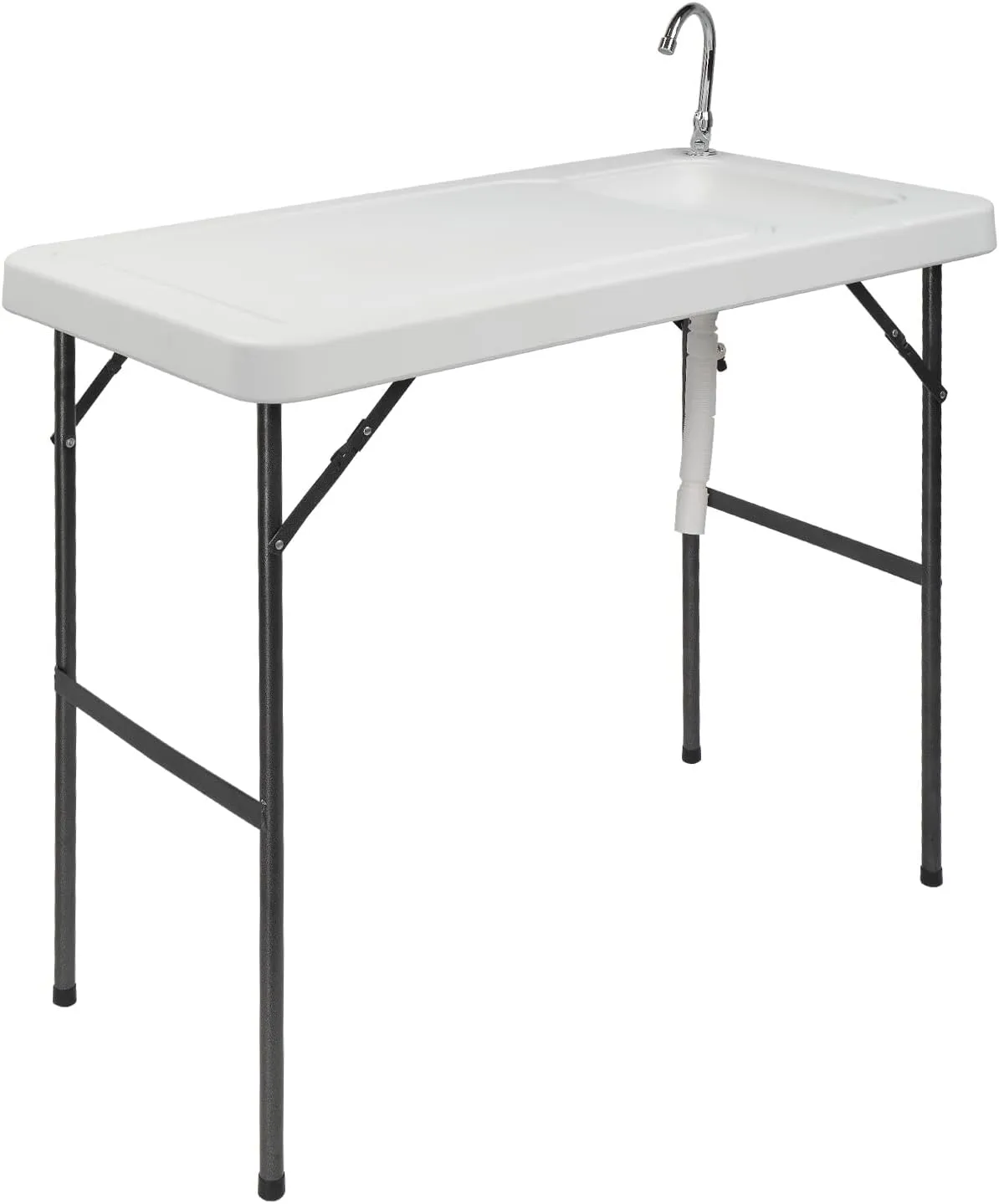 Folding Fish Cleaning Table with Sink, Portable Folding Table Fish Fillet Hunting Cleaning Cutting Camping Picnic Outdoor Gardening Table with Sink Faucet for Patio Backyard BBQ