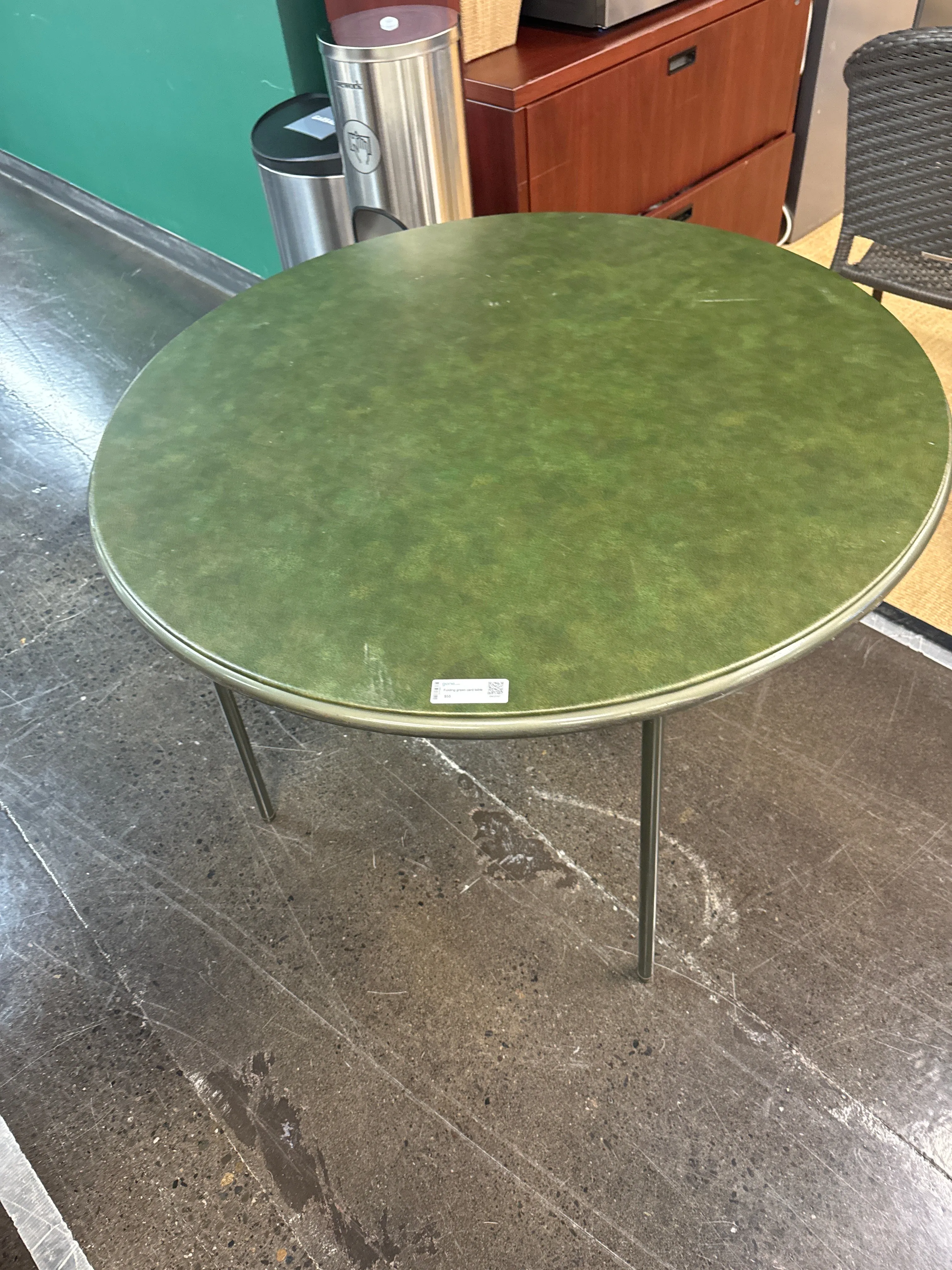 Folding green card table