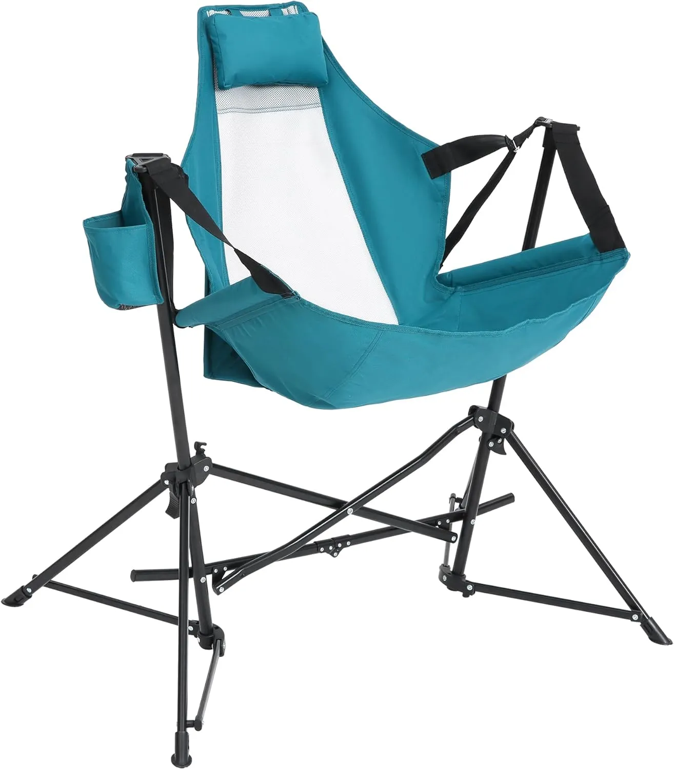 Folding Hammock Camping Chair with Adjustable Recline, Sturdy Steel Frame, Portable Design for Outdoor Use, Blue