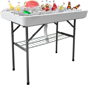Folding Ice Table with Drain 4ft,Foldable Outdoor Cooler Table,Foldable Patio Cooler Table for Party,Picnic,Wedding,Camping,BBQ.