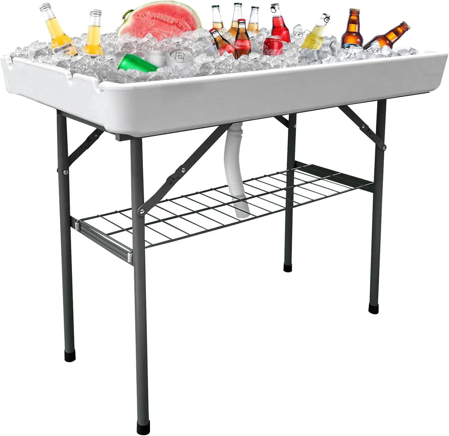 Folding Ice Table with Drain 4ft,Foldable Outdoor Cooler Table,Foldable Patio Cooler Table for Party,Picnic,Wedding,Camping,BBQ.