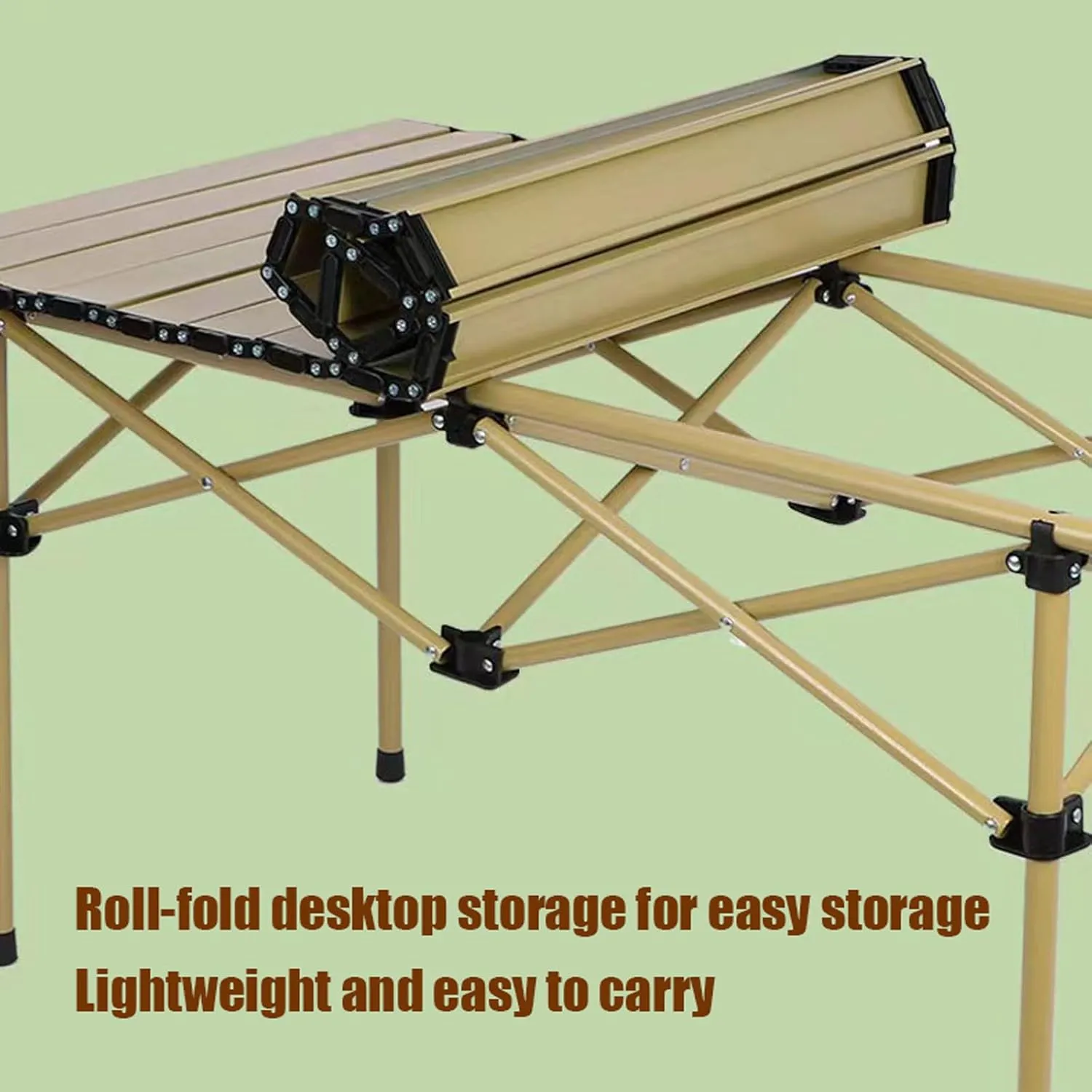 Folding Outdoor Camping Picnic Tables and airs, Carbon Steel Foldable Roll-up Table Top Small Picnic Table, Portable Fishing air Set, Easy to Assemble