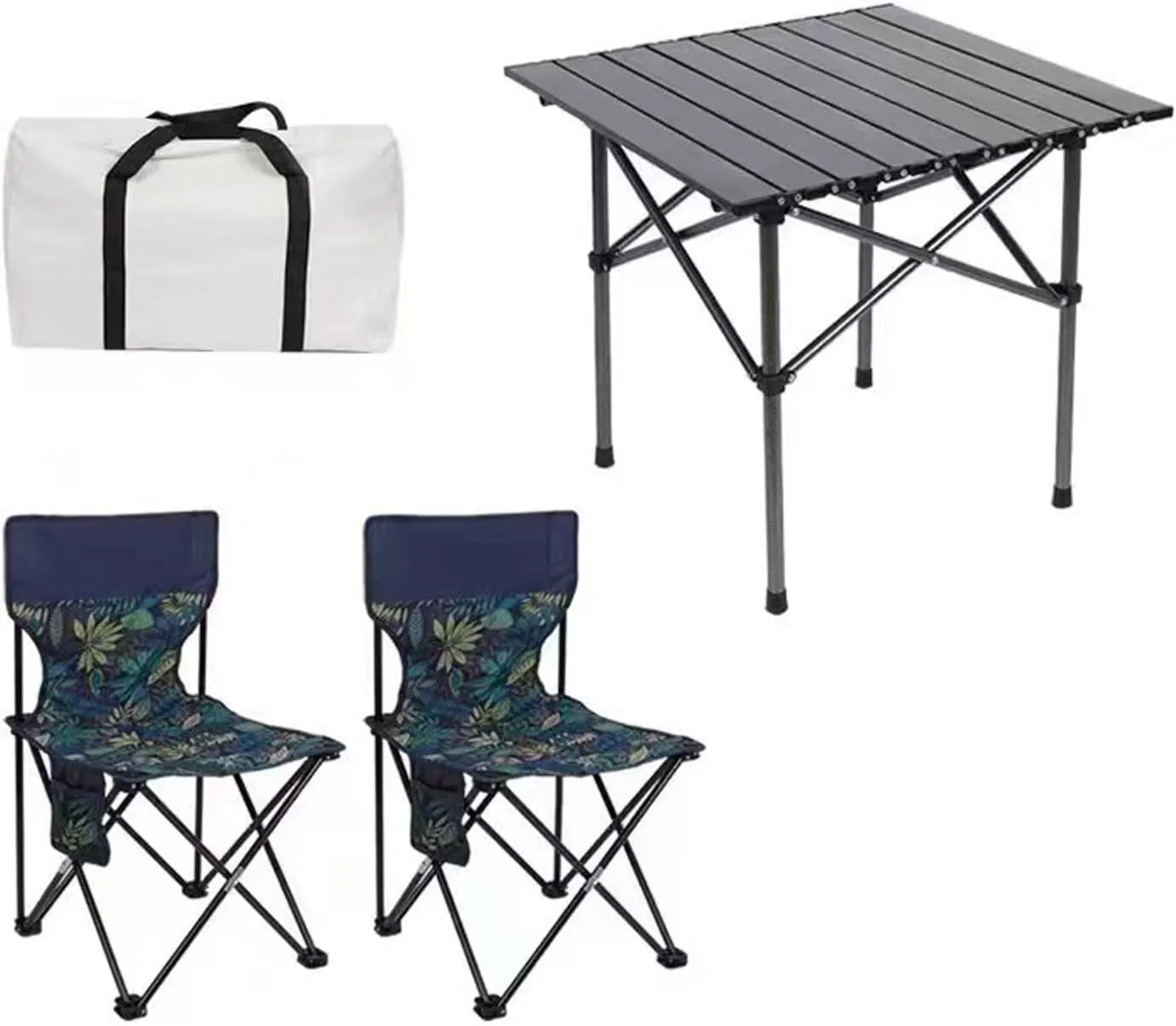 Folding Outdoor Camping Picnic Tables and airs, Carbon Steel Foldable Roll-up Table Top Small Picnic Table, Portable Fishing air Set, Easy to Assemble