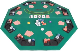 Folding Poker Table Top – 48-Inch Solid Wood Topper – Space for 8 Players – Blackjack Table with Built-in Cupholders and Chip Trays by Trademark Poker