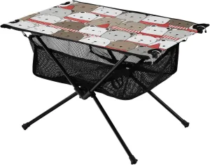 Folding Short Table Cute Polar Adjustable Outdoor Tailgate Essentials with Carry Bag for Dining Hiking Fishing