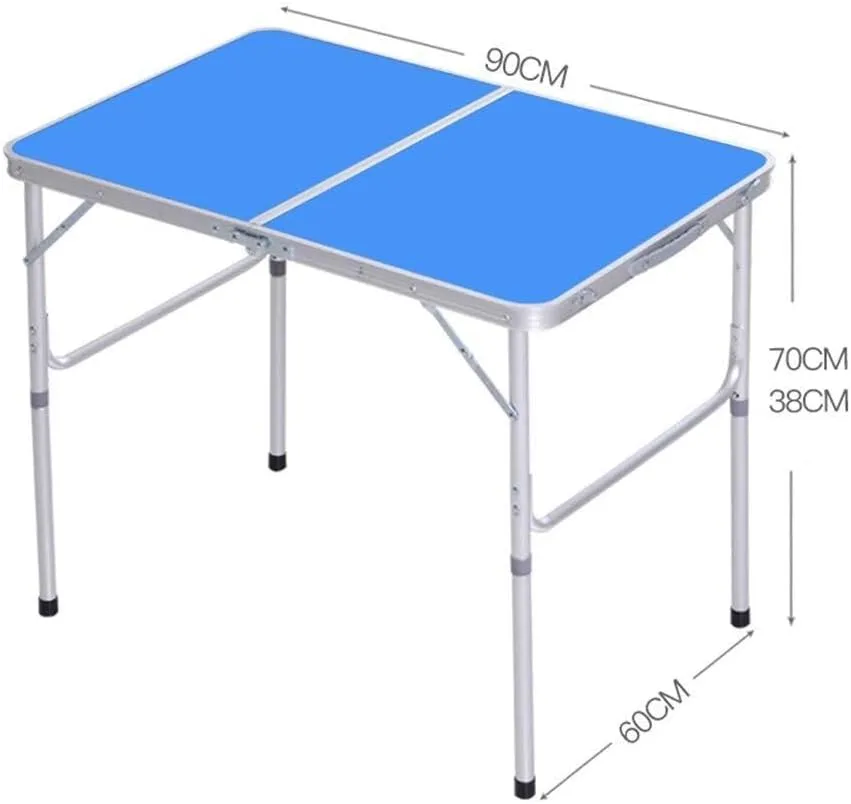 Folding Table 90×60Cm Outdoor, Portable Household Dining Table and Chair, Outdoor, Camping Barbecue Table with Aluminum Stool(Blue,Without Aluminum Stool)