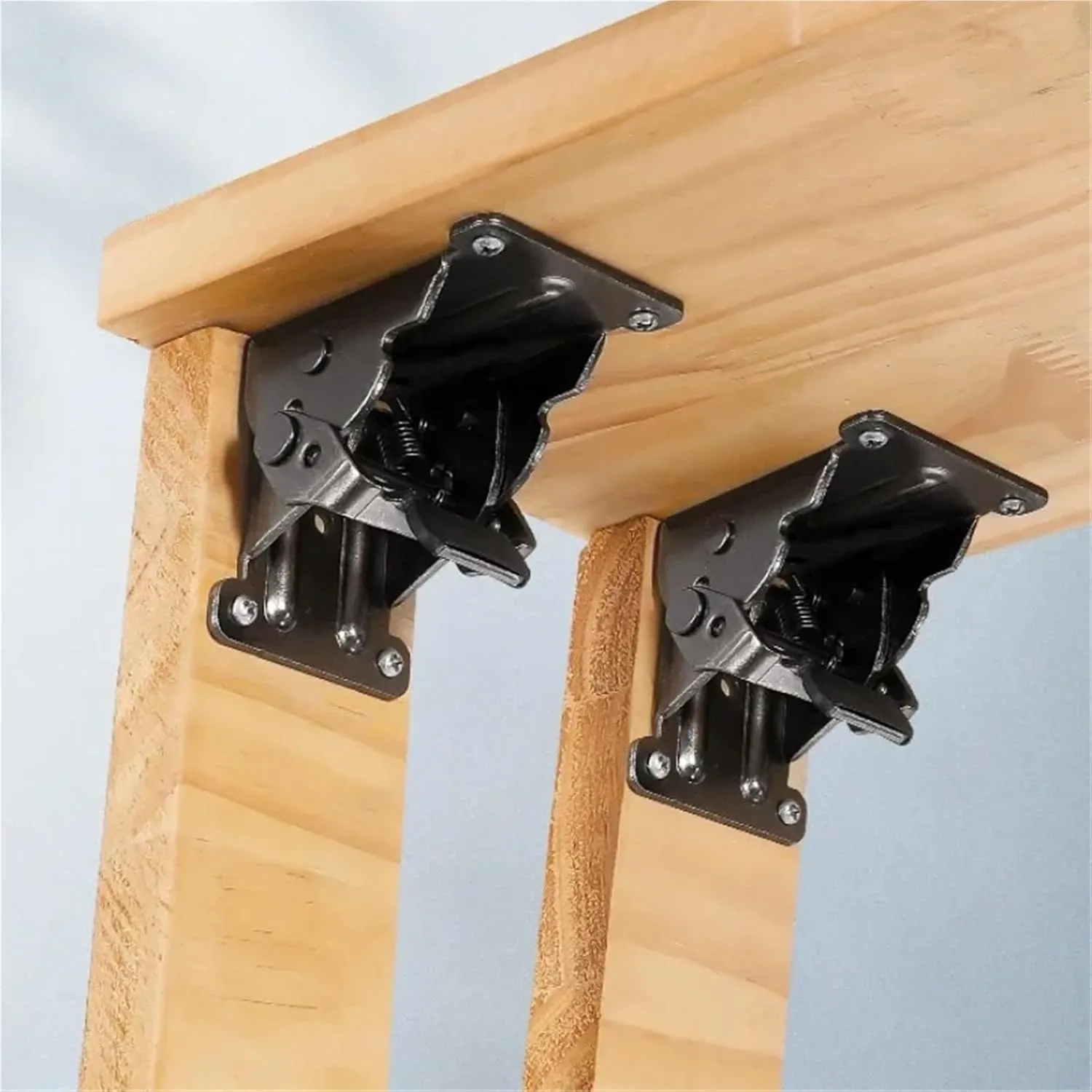 Folding Table Lock 4 PCS 90 Degree Fittings Chair Extension Furniture Brackets Self-Locking Folding Hinge Foldable Support Frame Table Leg for Home Use(Gold)