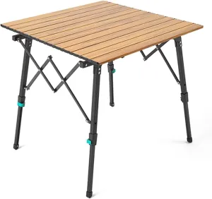 Folding Table, Outdoor Camping Table With Adjustable Legs, Lightweight Aluminum Roll Up Camp Table With Carrying Bag, For Cooking, Picnic, Beach, Backyards, BBQ, Party ( Color : /Natural , Size : 70cm