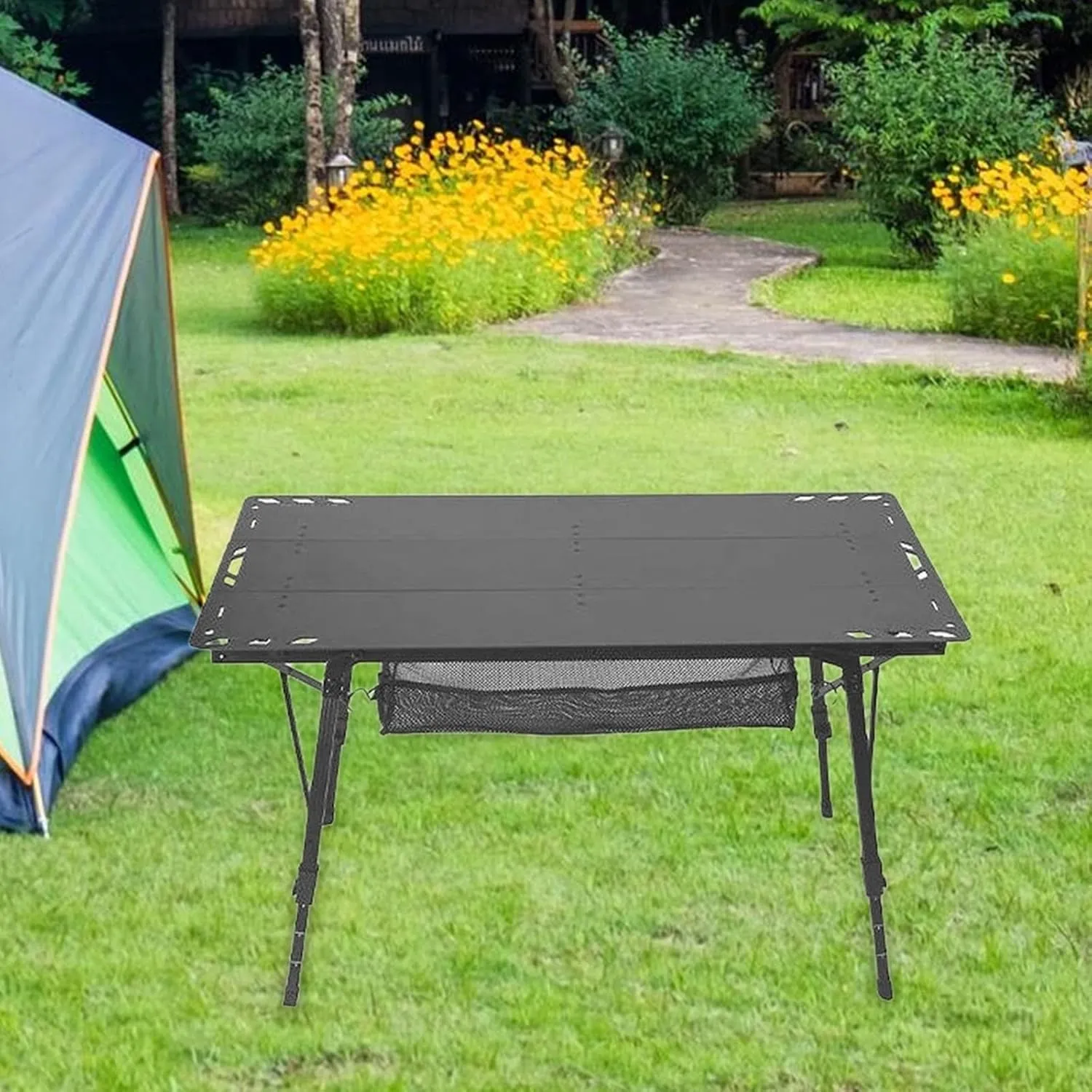 Folding Table with Adjustable Legs Camping Furniture Stable Camping Table Outdoor Table for Backyard Boat Travel Picnic Patio Portable camping table Wilderness camping table Outdoor camping t